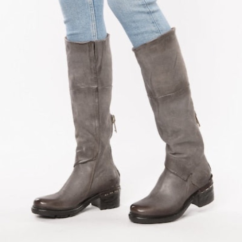A.S.98 Gray Heeled Boots for Women